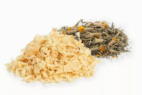 handbefülltes Bio Kräuterkissen mit Schafwolle, Zirbe und natürlicher Frische