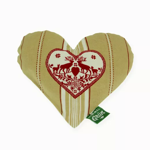 Kirschkernkissen in Herzform mit Hirsch-Motiv