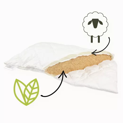 ergonomisches Naturkissen mit Betonikakraut und luftdurchlässiger Schafwolle
