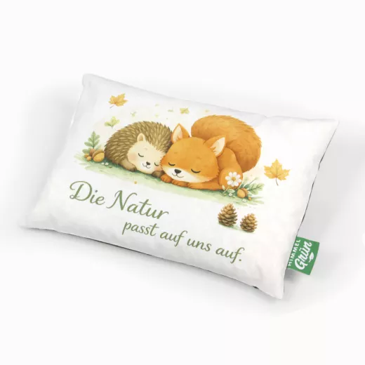 Hirse Kuschelkissen für Kinder mit Fuchs und Igel
