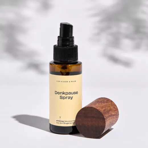 Denkpause Kissenspray mit naturreinen ätherischen Ölen aus Grapefruit, Minze und Muskatellersalbei